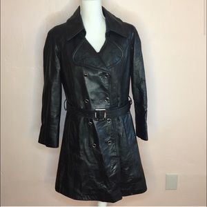 Vintage 70s Leather Trench Coat